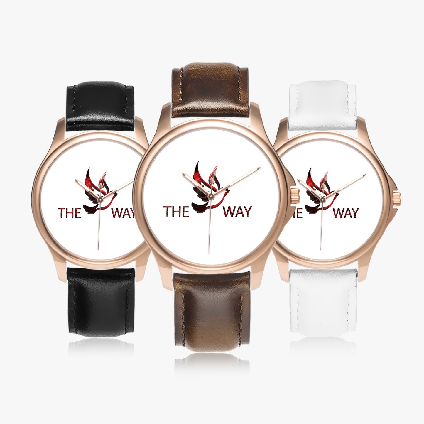 RED WAY 148. Stylish Classic Leather Strap Quartz Watch (Rose Gold)