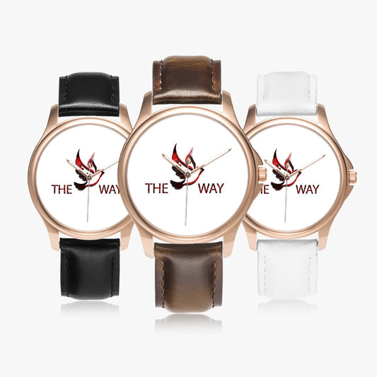 RED WAY 148. Stylish Classic Leather Strap Quartz Watch (Rose Gold)