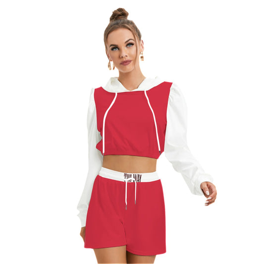 Hoodup Way Print Women's Mirco Fleece Hoodie And Shorts Set