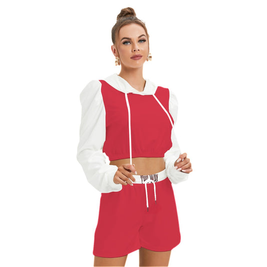 Hoodup Way Print Women's Mirco Fleece Hoodie And Shorts Set