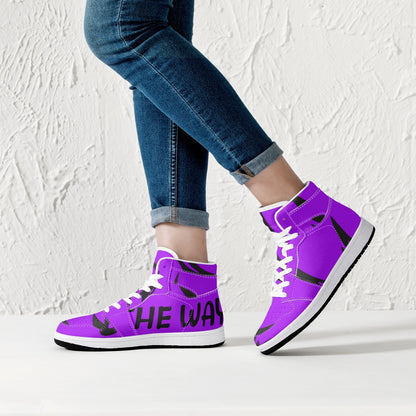 Purp Wings High-Top Leather Sneakers - White / Black