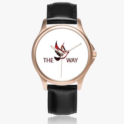 RED WAY 148. Stylish Classic Leather Strap Quartz Watch (Rose Gold)