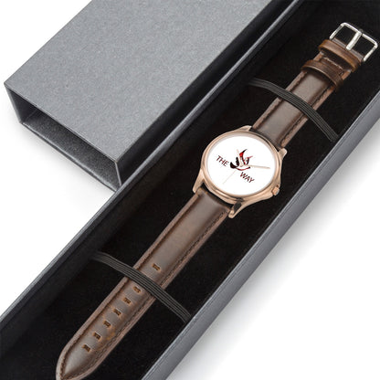 RED WAY 148. Stylish Classic Leather Strap Quartz Watch (Rose Gold)