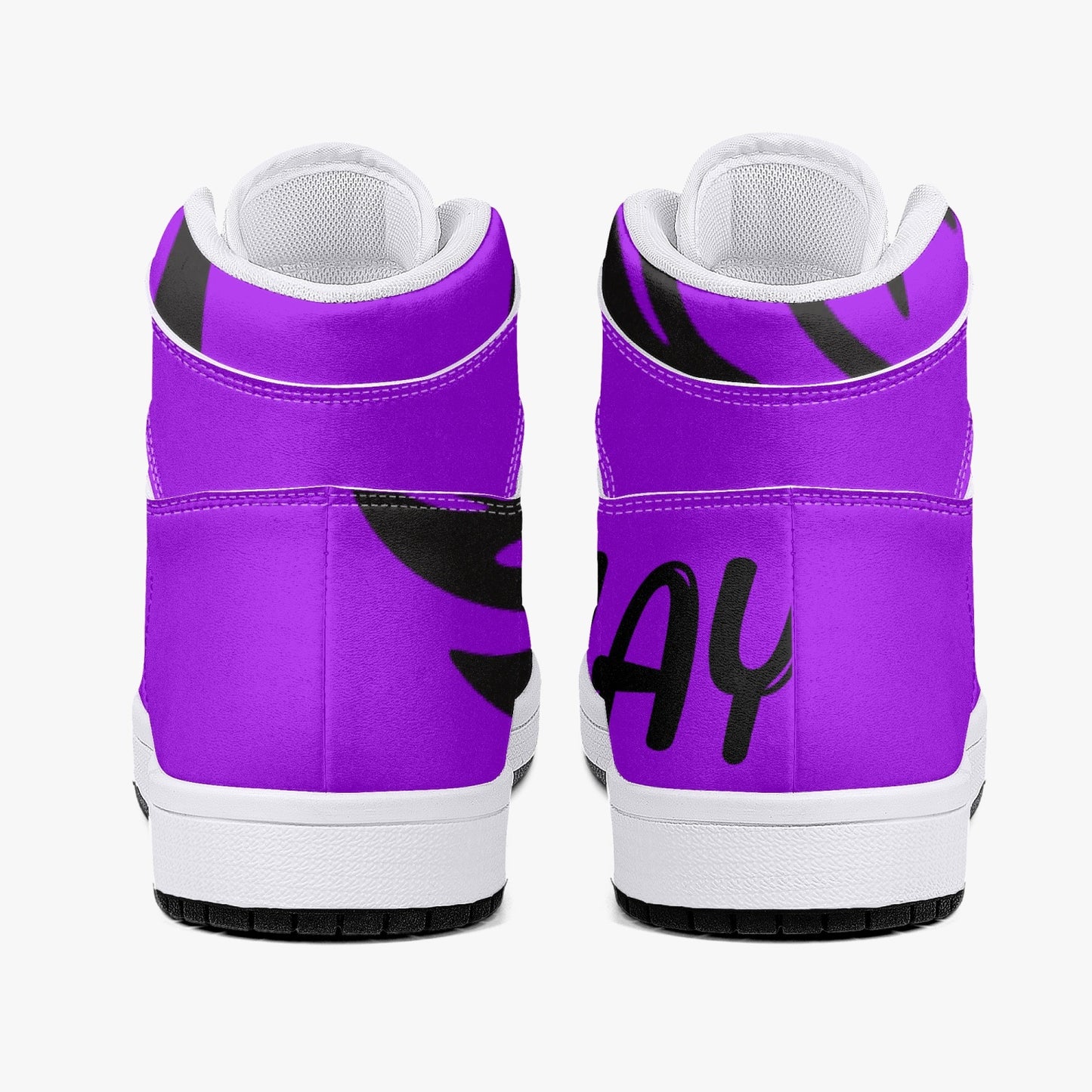 Purp Wings High-Top Leather Sneakers - White / Black