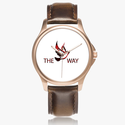 RED WAY 148. Stylish Classic Leather Strap Quartz Watch (Rose Gold)