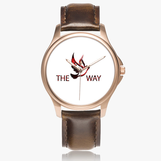 RED WAY 148. Stylish Classic Leather Strap Quartz Watch (Rose Gold)