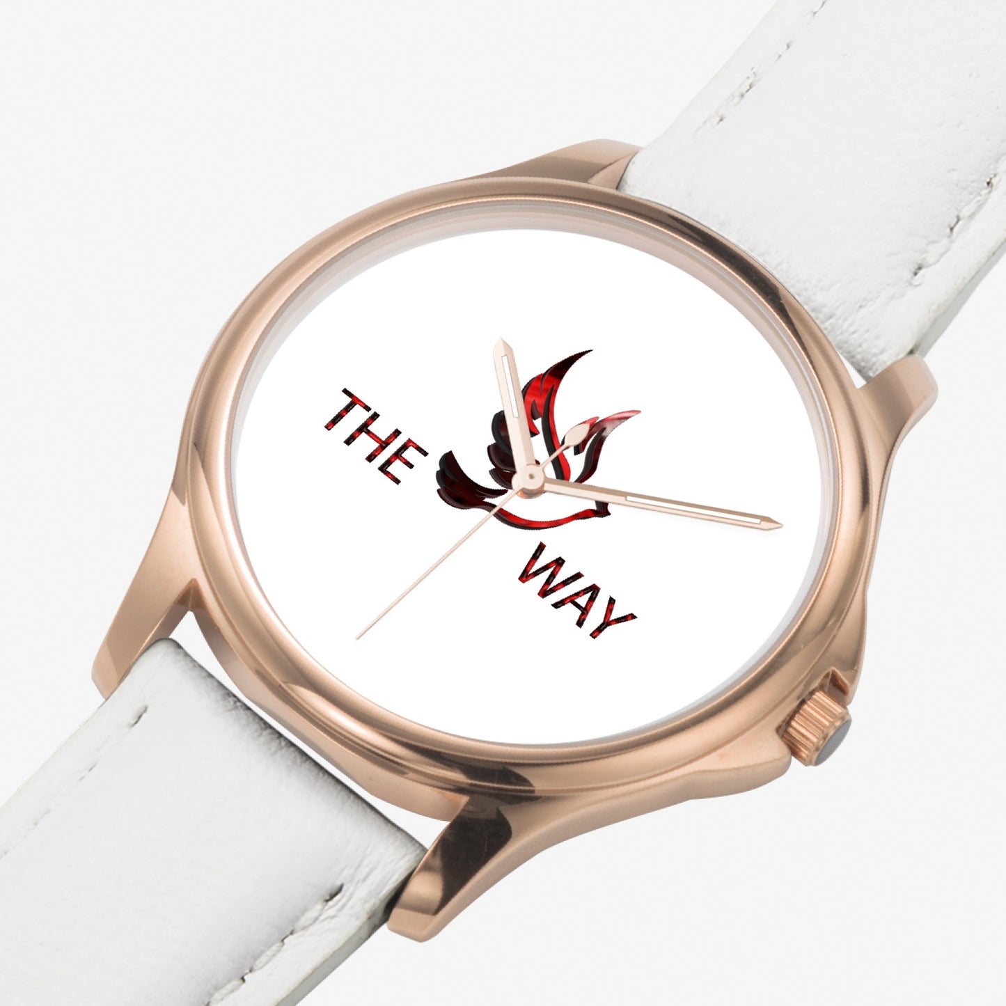 RED WAY 148. Stylish Classic Leather Strap Quartz Watch (Rose Gold)