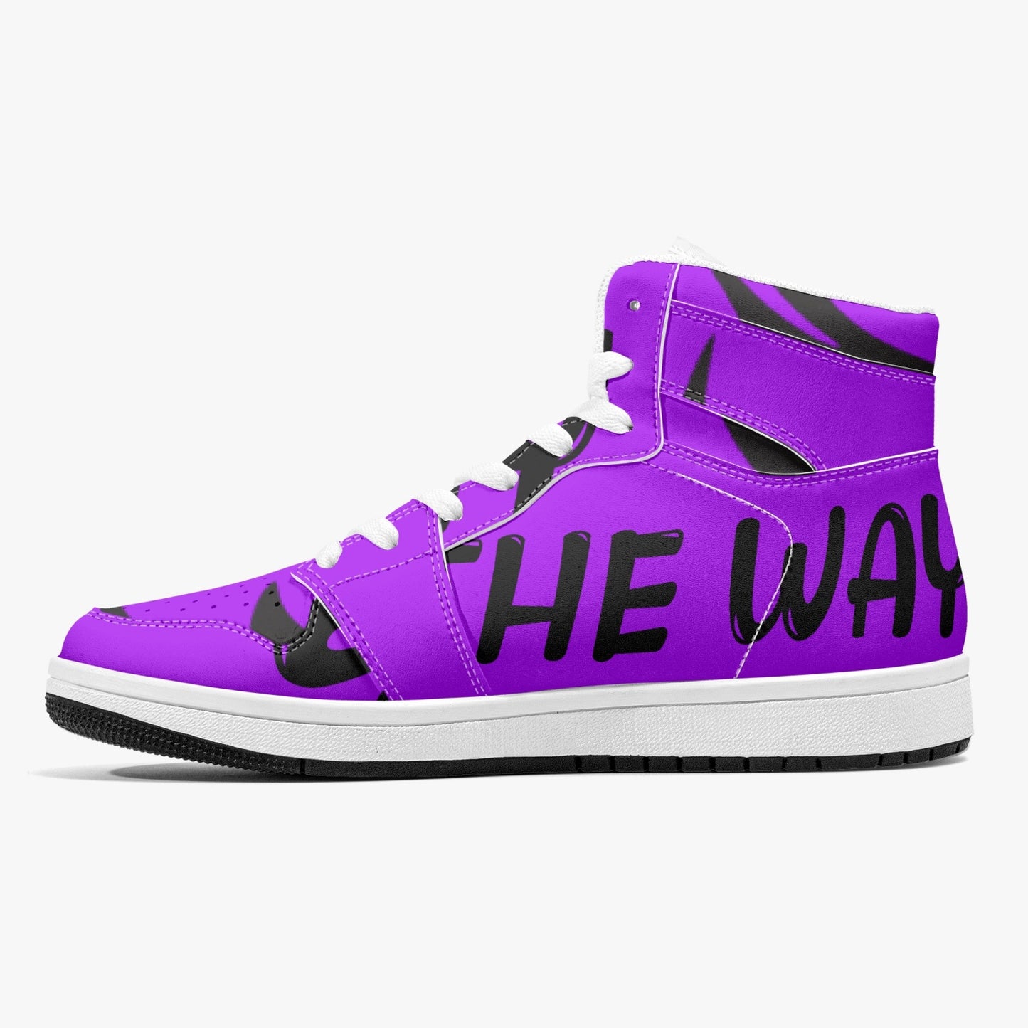 Purp Wings High-Top Leather Sneakers - White / Black