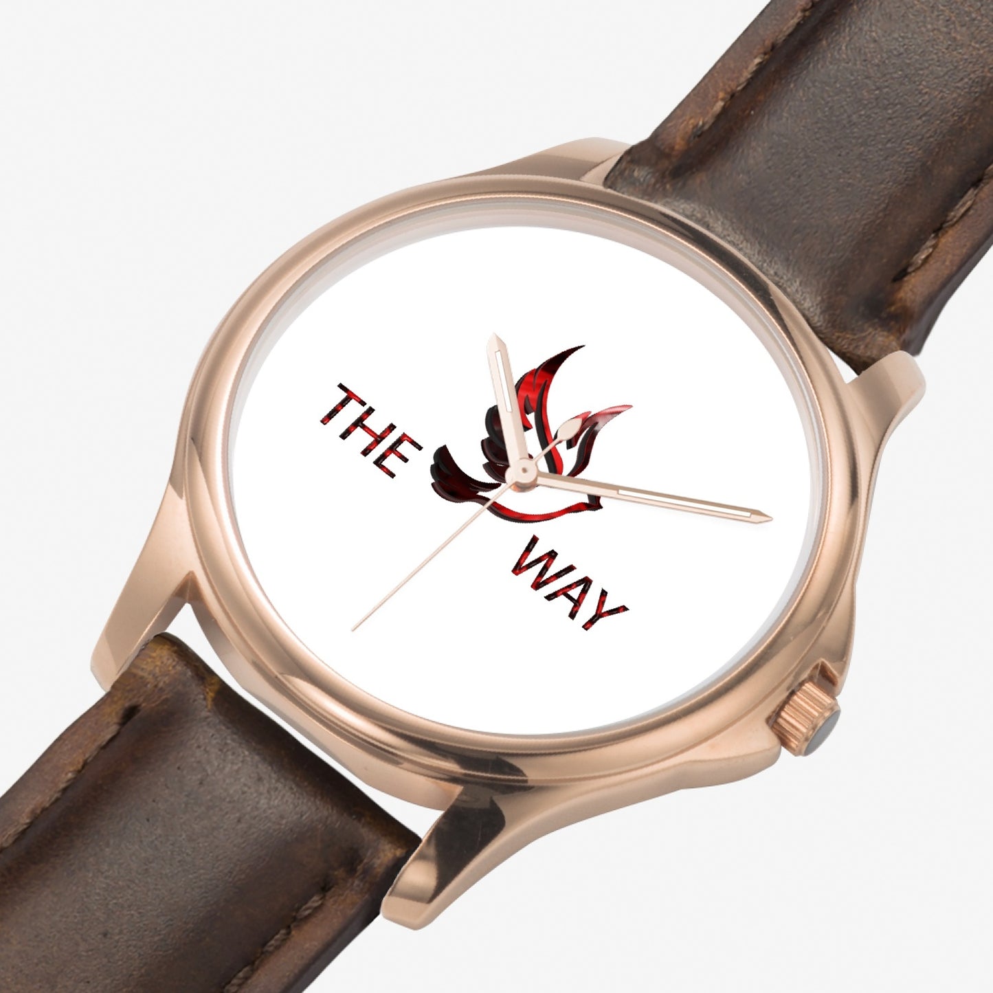 RED WAY 148. Stylish Classic Leather Strap Quartz Watch (Rose Gold)