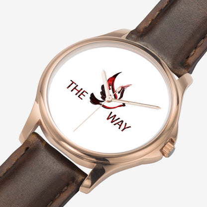 RED WAY 148. Stylish Classic Leather Strap Quartz Watch (Rose Gold)