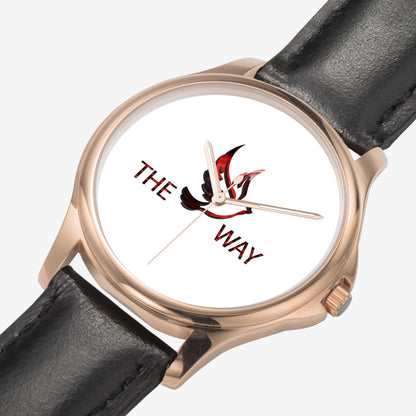 RED WAY 148. Stylish Classic Leather Strap Quartz Watch (Rose Gold)