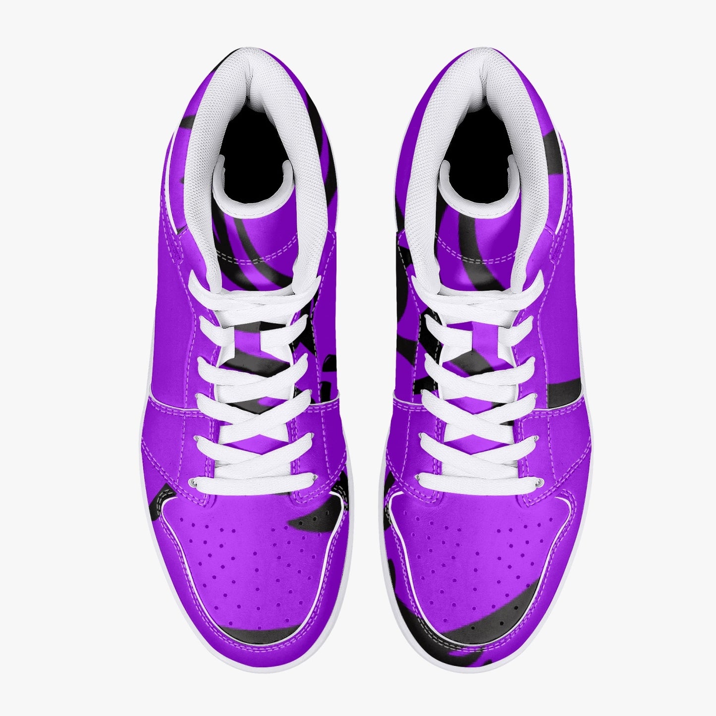 Purp Wings High-Top Leather Sneakers - White / Black