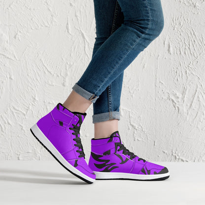 Purp Wings High-Top Leather Sneakers - White / Black