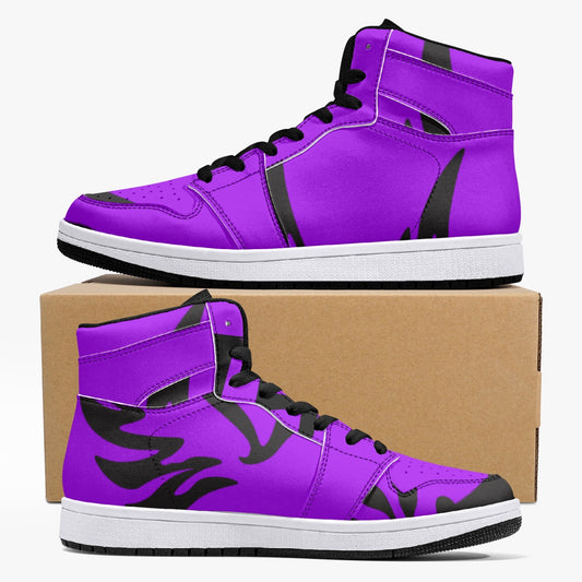 Purp Wings High-Top Leather Sneakers - White / Black