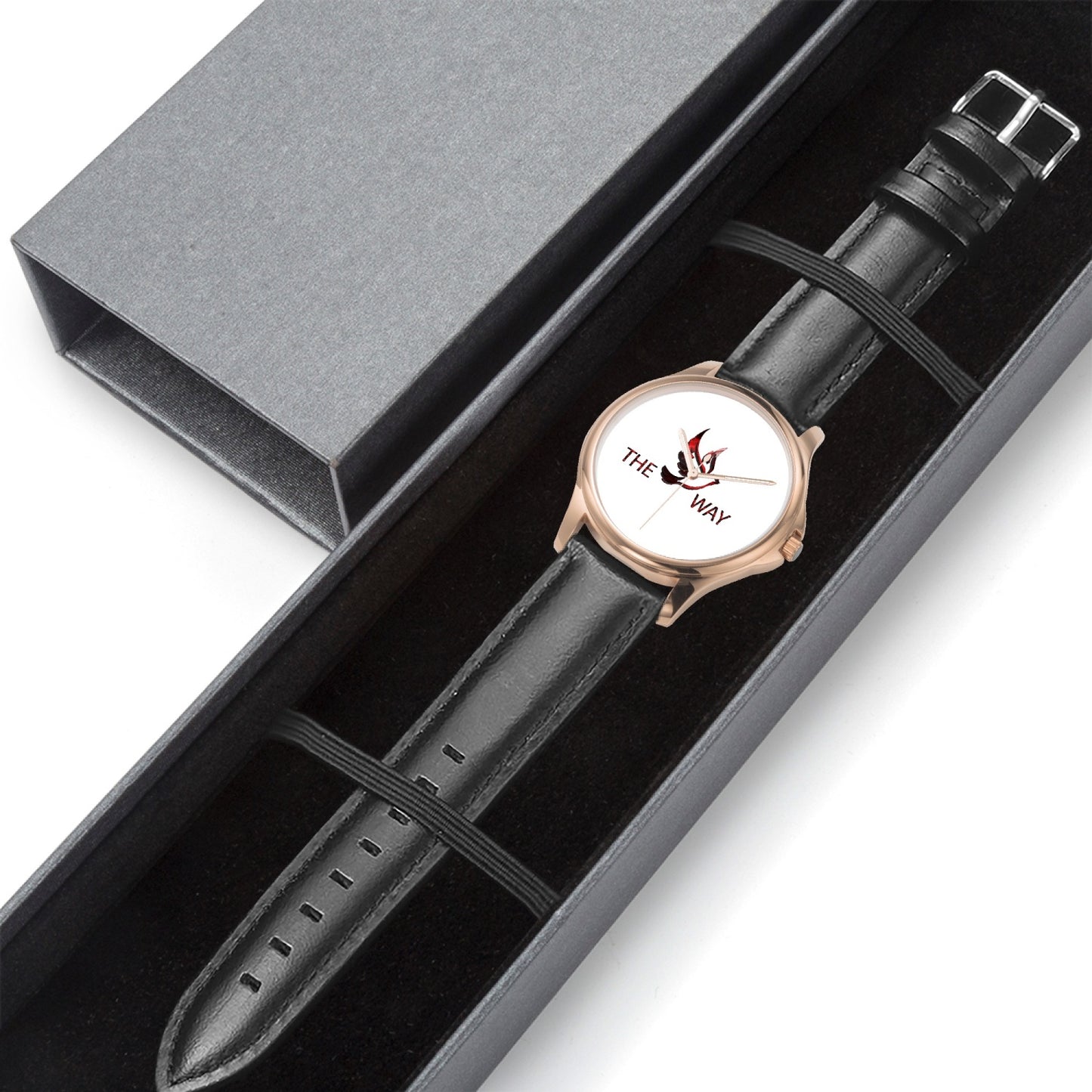RED WAY 148. Stylish Classic Leather Strap Quartz Watch (Rose Gold)