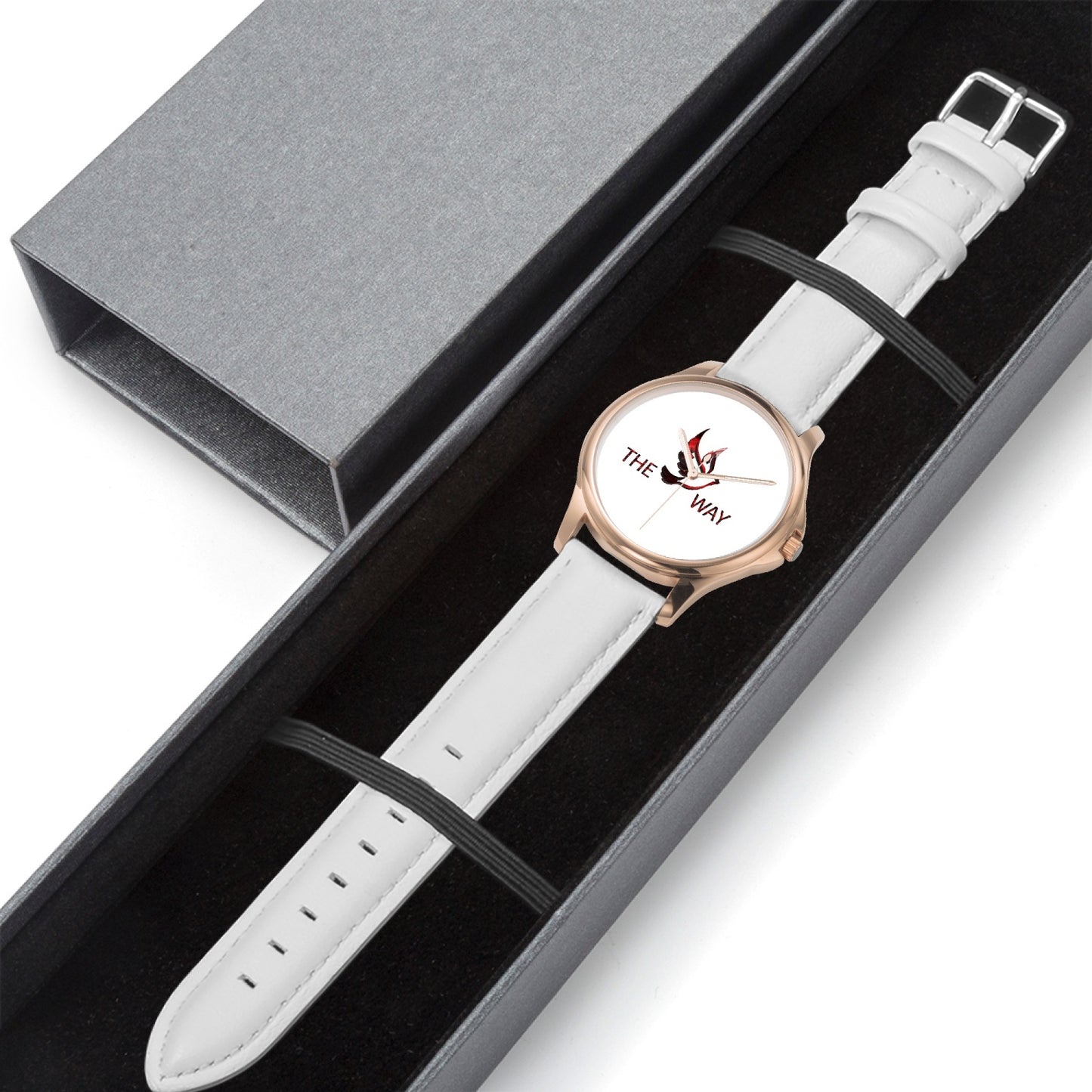 RED WAY 148. Stylish Classic Leather Strap Quartz Watch (Rose Gold)