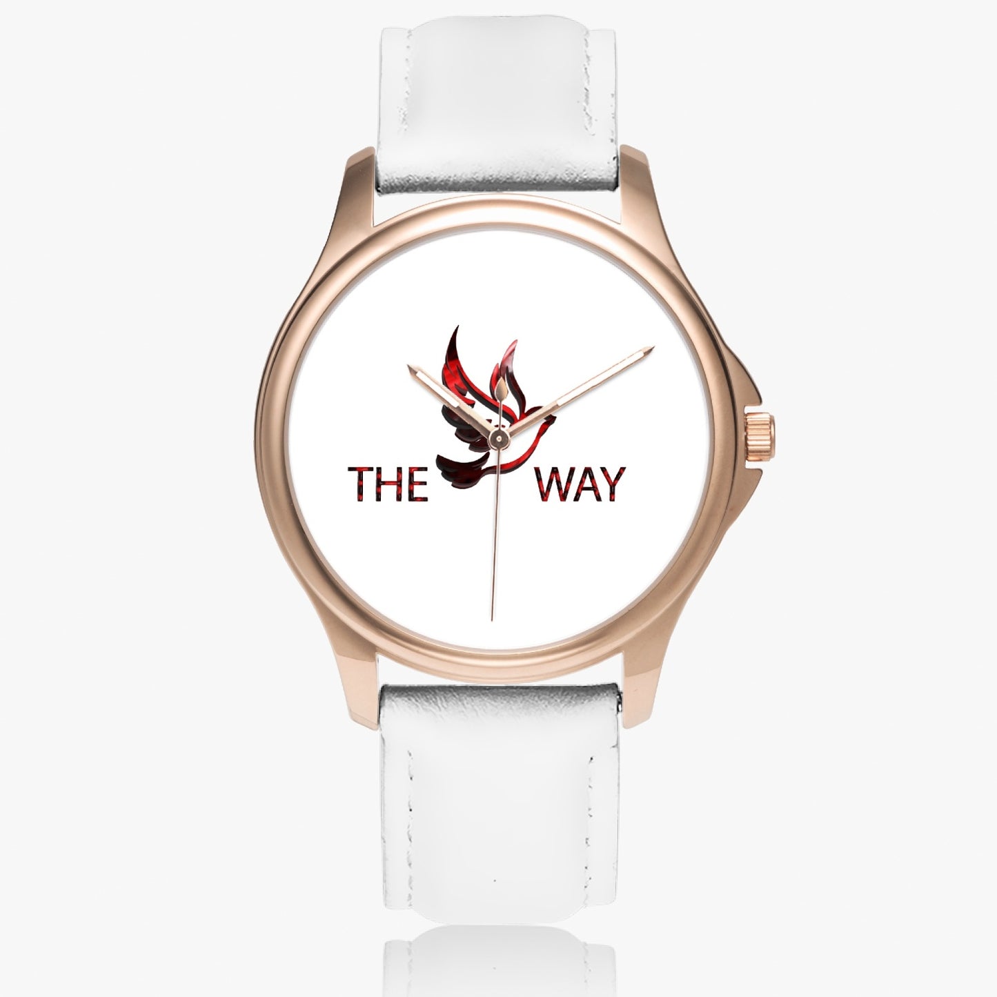 RED WAY 148. Stylish Classic Leather Strap Quartz Watch (Rose Gold)