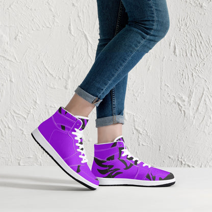 Purp Wings High-Top Leather Sneakers - White / Black