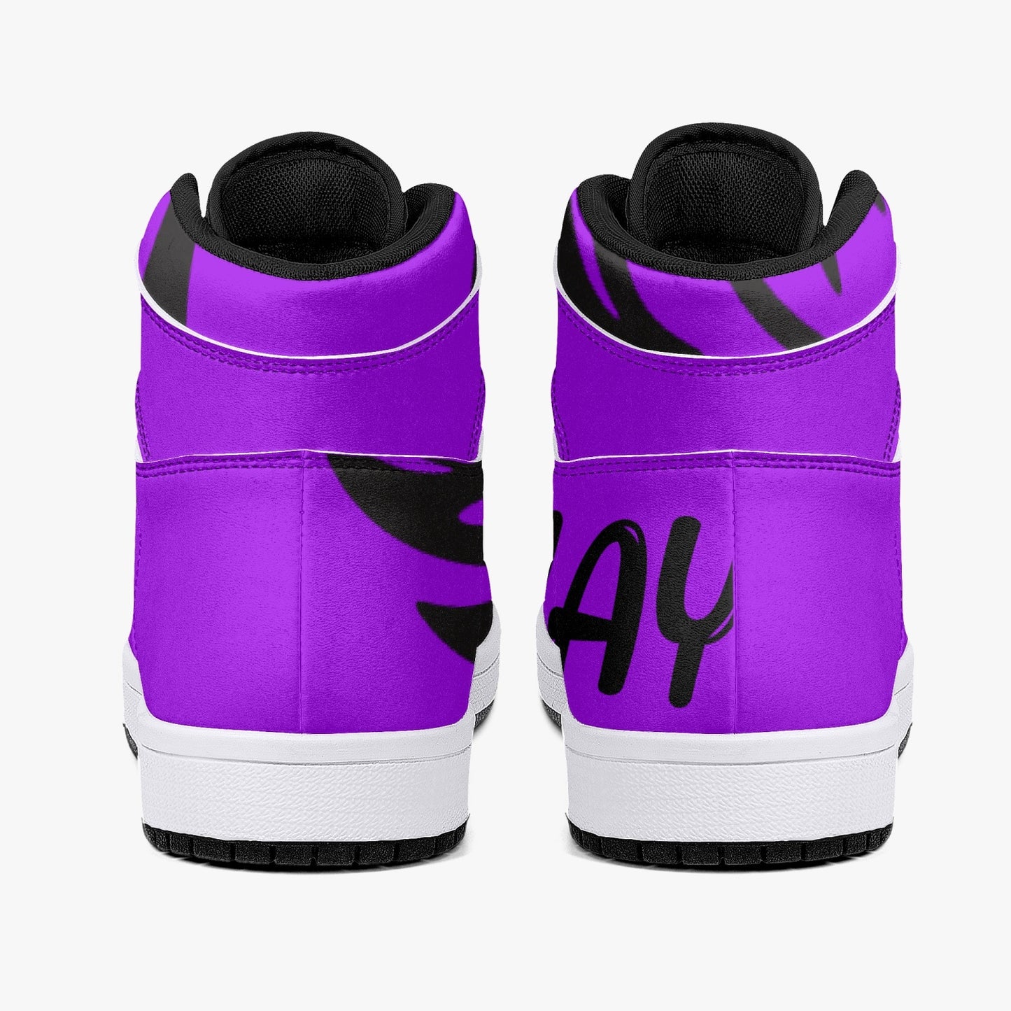 Purp Wings High-Top Leather Sneakers - White / Black